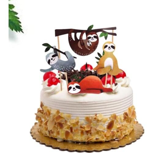 4pcs Sloth Cake Topper Set Creative Decor Cake Insert for Birthday Party Festival