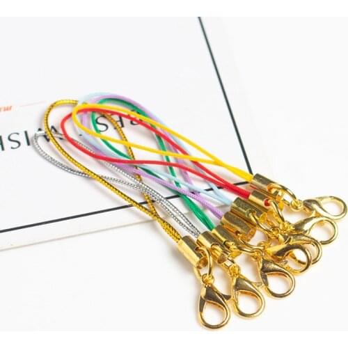 50pcs 70mm Multicolour Lobster Clasp Hang Cord Lanyard Straps Trinket Metal Key Chain Ring DIY Mobile Phone Jewelry Decor Ropes