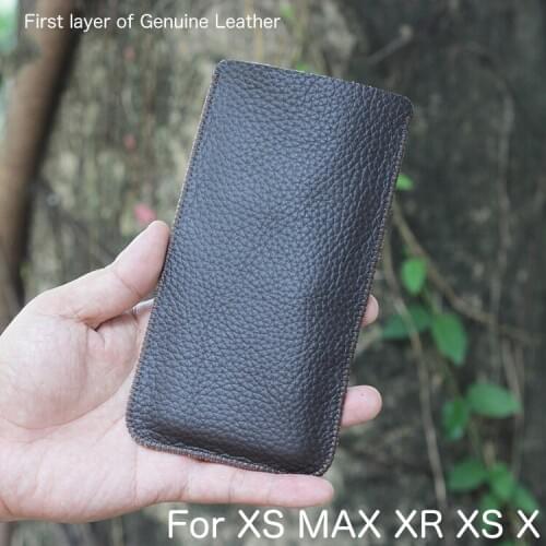 First layer cowhide manual holster Phone Straight leather case retro simple Cowhide leather case pouch for Iphone XS MAX XS XR