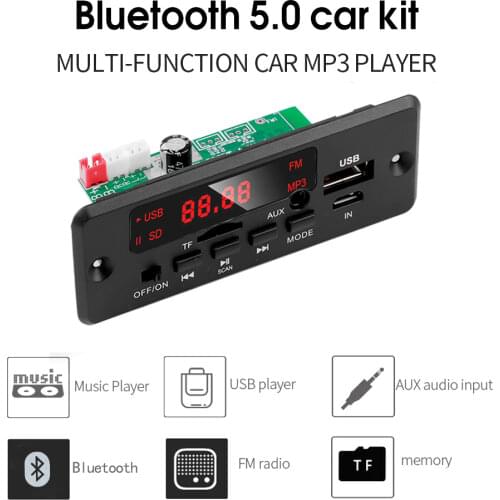 DC 12V 50W Amplifier MP3 Decoder Board Bluetooth V5.0 Car MP3 Player USB Recording Module FM AUX Radio For Speaker Handsfree