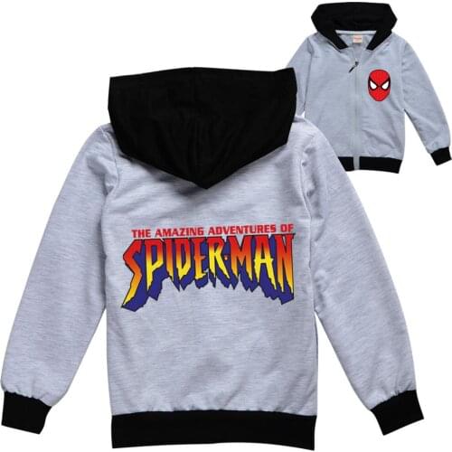 Disney Spiderman Print Full Sleeve Coat Kids Clothes Girls Hoodies Boys Winter Clothes Hip Hop All-match Cotton Cartoon Tops