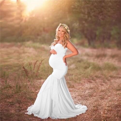 Slip Strap Pregnancy Photography Long Dresses Stretchy Baby Shower Jersey Dresses Maternity Dresses For Photo Shoot