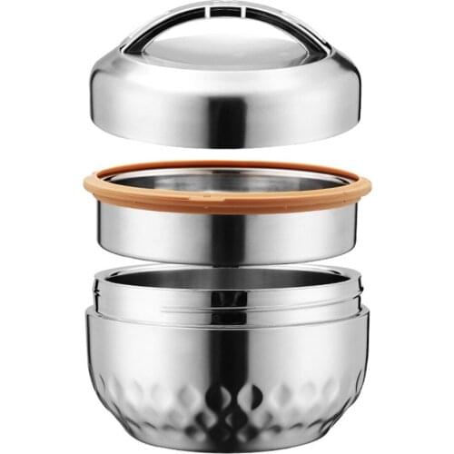 Double Laye Keep Thermos Lunch Box Food Storage Container Portable Bento Lunch Box Stainless Steel Strong Durable Food Case