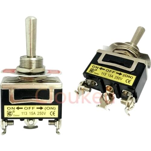 E-TEN113 12MM Brown Reset 3Pin/3File ON-OFF-(ON) Rocker switch Toggle Switch 15A250V