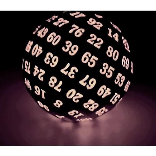 Haxtec Metal D100 Dice 100 Sided DND Dice Pathfinder RPG-Silver Glowing Red Numbers