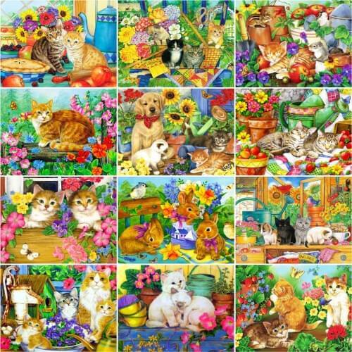 HUACAN Paint By Number Flower Cat Drawing On Canvas HandPainted Painting Art Gift DIY Pictures By Number Animal Kits Home Decor