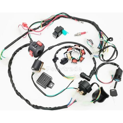 50CC-110CC Mini 4 stroke ATV Complete Wiring Harness CDI STATOR 6 Coil Pole Ignition Electric Quad Dirt Pit Bike Chinese Parts