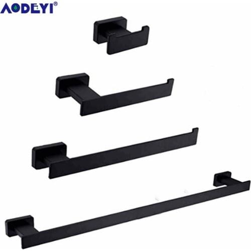 Bathroom Hardware Set Four-Piece Robe Hook Towel Shelf Paper Holder Towel Rail SUS 304 Stainless Steel Bathroom Accessories