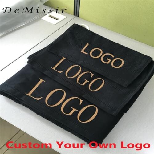 Custom Logo Towel Set 1000G 100% Egyptain Cotton 3PCS Set Bath+Face+Hand Towels Thickened Hotel Black Bath Towels Home Textile