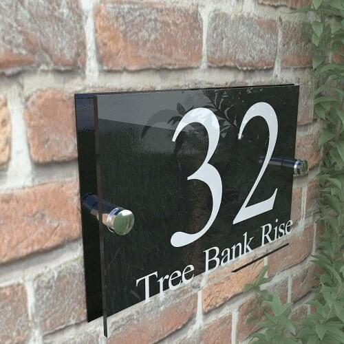 House number House Sign Modern Glass Effect Acrylic Door Number Name Road Plate Plaque Door sign