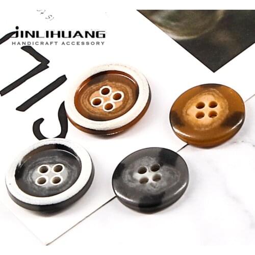 New 10pcs Urea 4-holes Resin Buttons Matte Gray Brown Round Coat Jacket Suit Sewing buttons for clothing Decorative DIY Handmade