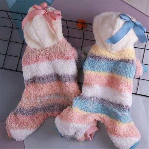 Small Dog Pets Clothing Winter Dog Costume Fleece Jumpsuit Cute Bowknot Dog Clothes Pomeranian Poodle Bichon Schnauzer Coat 2020