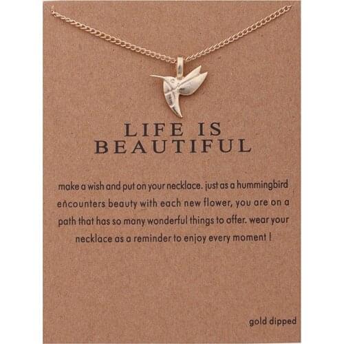 Bird High Arrows Sunflower Leaves Necklace For Women Pendant Jewelry Mother Day Gift with Message Card Jewelry