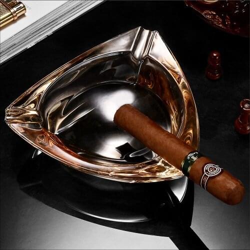 3 Cigars Holder Ashtray Creative Cryatal Ashtray Home Cigarette Ashtrays Smoking Accessory Ash Tray for Desk Car With Gift Box