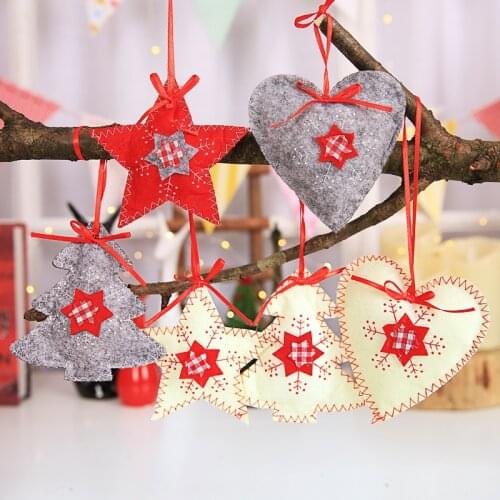 Festive Supplies Christmas Pendant Drop Ornaments Christmas Tree Cloth star Pendants 3pc/lot