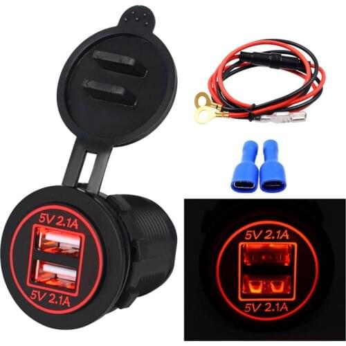 Cigarette Lighter Modification Of Vehicle Motorcycle RV To Dual-aperture Dual-USB Vehicle Charging 4.2A Mobile Phone Charger