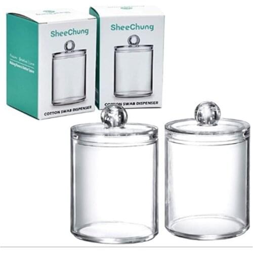 Transparent Cotton Swab Holder Bathroom Acrylic Convenience Organizer With Lid for Cosmetics Jewelry