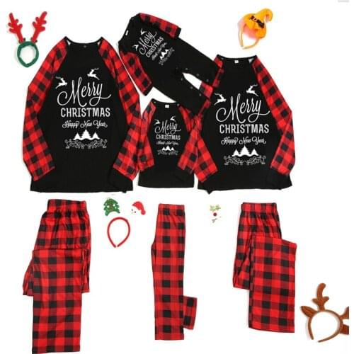 Christmas Pajamas Long Sleeve Round Neck Tops, Pants, Jumpsuit Mother And Daughter Clothes Family Matching Mother Son Outfits