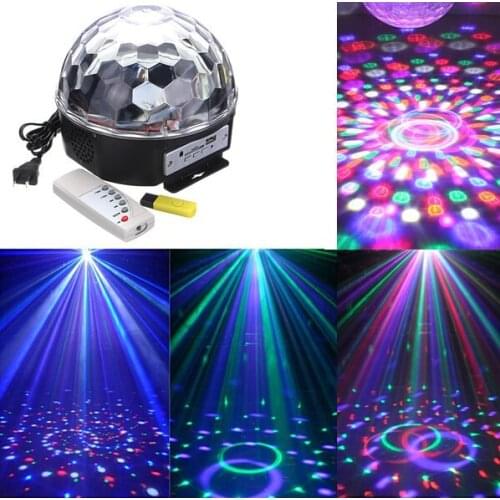 Mini LED DJ Laser Projector Glass Ball Stage Effect RGB Spot Light Music MP3 Club Disco Party laser diode With USB Disk+Remote