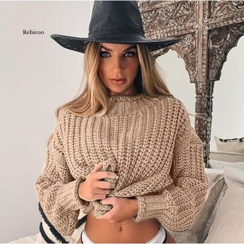 Khaki Turtleneck Women Sweater Autumn Winter Long Sleeve Jumper Knitted Loose Fashion Pullover Femme Knitted Sweater