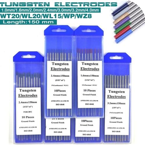 150mm Tungsten Electrodes Tig Welding Rods Tig Electrodes for Tig Welding Torch WT20 WC20 WL15 WL20 WP WZ8 Professional Supply