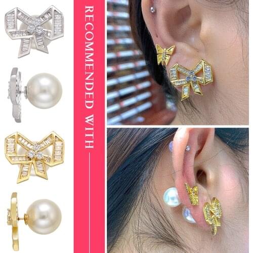 ZHUKOU Fashion gold/silver color pearl stud earrings for women 2020 NEW creative pearl earrings Butterfly/stars earrings VE296