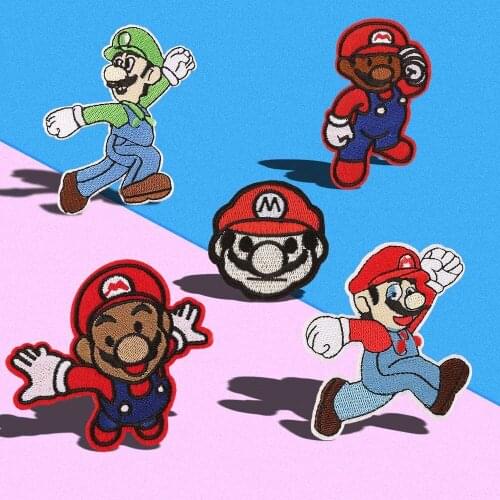 1PCS Cartoons Classic game character Super Mary Patches Iron On Thin Coat Embroidery Childrens clothing jacket Accessories