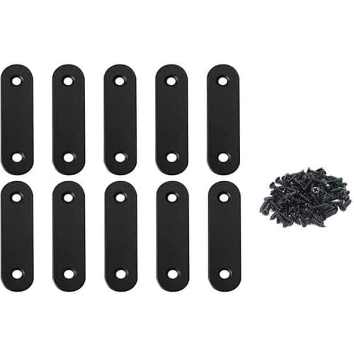10PCS Stainless Steel Straight Bracket Flat Bracket Metal Bracket Angle Bracket Connector 2.36In/60mm Black