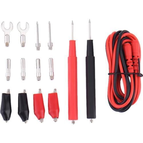 16pcs/set Universal Digital Multimeter Probe Test Leads Cable Pin Multi Meter Tester Needle Tip Lead Probe Alligator Clip Pen
