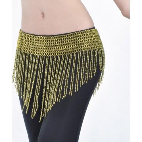 3 Color Hand-Beaded Elastic Belly Dance Bling Belt Indian Dress Accessories BellyDance Waistband Hip Scarf