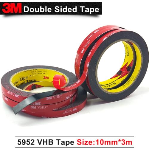 3M VHB 5952 thickness 1.1mm foam mounting tape double sided acrylic foam tape, black, ,10mm*3m/1Rolls/Lot
