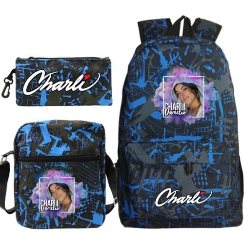 3Pcs/Set Backpack Charli Damelio Backpack school Bag Charli Damelio School Shoulder Bag Pencil Case for Girls Boys rucksack