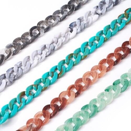 5 Strand Mixed Color Acrylic Curb Chains for jewelry making DIY Accessories Decor about 70cm/strand, 27.56"