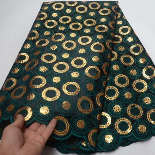 5yards/pc) newest African double organza lace fabric in deep green with gold sequins embroidery for party dress OP114