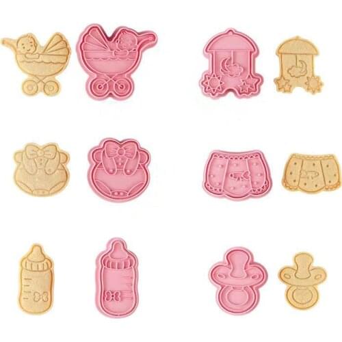 6Pcs/set Cookie Cutters Baby Bottle Nipple Toy Fondant Cutter Embossing Biscuit Mold Sugarcraft Dessert Baking Accessories
