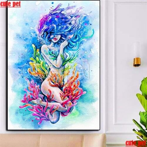 Full Drill Square Drill Fantasy seaweed girl 5d Diy Diamond Painting Cross Stitch Daimond Mosaic Embroidery Living Room Decor