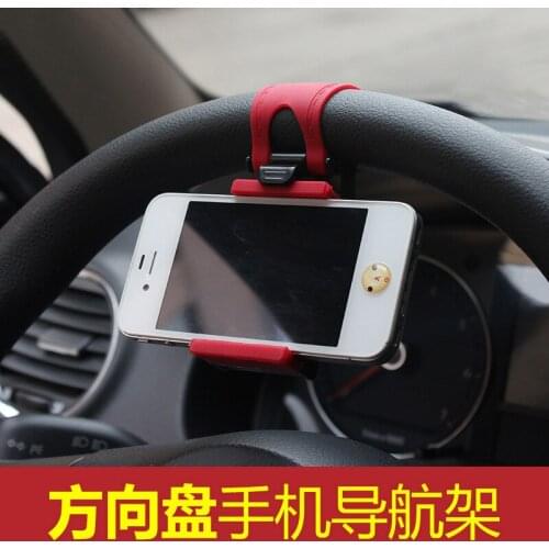 On-board Phone Holder Steering Wheel Support Car Steering Wheel Mobile Phone Holder Automobile Navigator Direct View Creative Ho