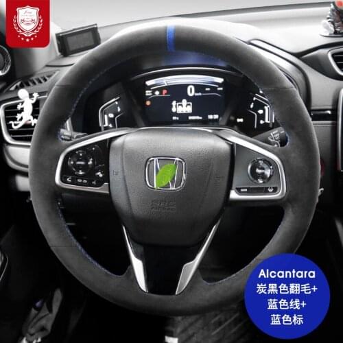Steering wheel cover for Honda New 10th Gen Civic crv FIT Accord xrv Avancier Real Alcantara suede hand-stitched grip cover