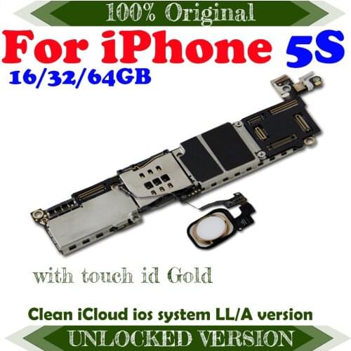 Clean iCloud Unlocked MainBoard With/Without Touch ID Fingerprint Support Gsm Wcama 4G Lte Network For IPHONE 5S Motherboard