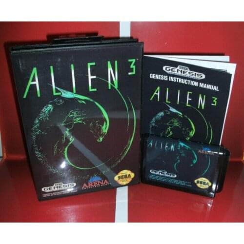 Alien 3 - MD Game Cartridge US Cover with box and manual For Sega Megadrive Genesis Video Game Console 16 bit MD card