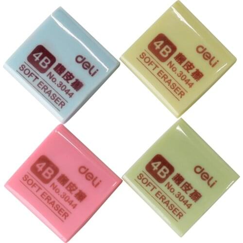 Deli 3044 colorful eraser multicolour 4b art rubber office fantastic pencil soft eraser