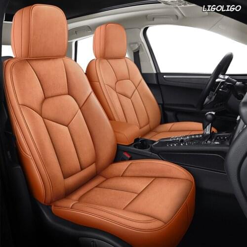 LIGOLIGO Custom Leather car seat cover set For SKODA Yeti KODIAQ Octavia Superb Fabia Rapid KAROQ KAMIQ Automobiles Seat Covers