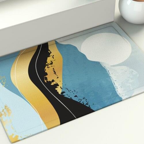 Floor Mat European Style Kitchen Bedroom Bathroom Living Room Decoration Ocean Sun Area Rugs Rectangular Printed Carpet