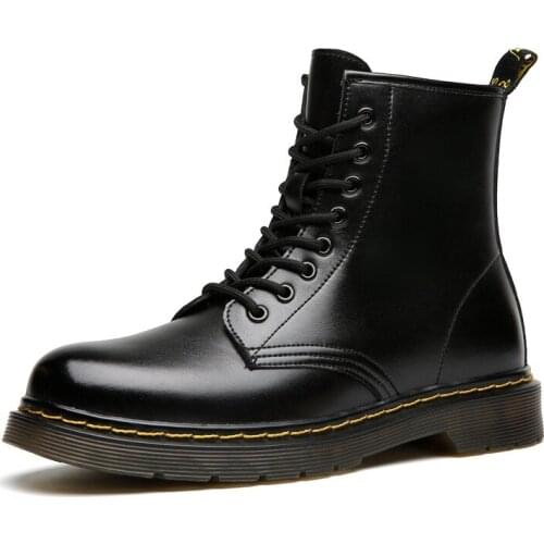 New Men Leather Fashion Platform motorcycle Boots Male Martens Boots Combat Boots Mens Outdoor Army Boots Lovers Shoes