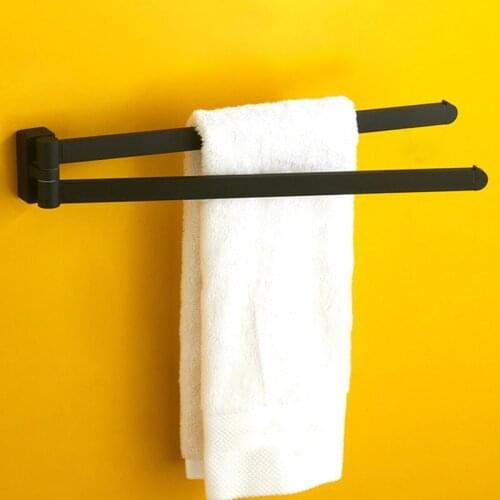 New Swivel Towel Bar Movable Double Towel Rails Chrome Polished Matt Rubber Black Bathroom Accessories