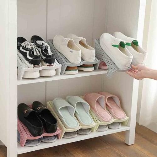 Shoe Slots Organizer Storage Stand Holder Wholesale Double Layer Plastic Space Saver Holder Shoes Box Organizer Storage Tools