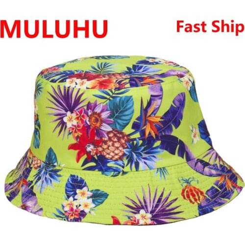 Hut Damen Floral Pattern Hip Hop Men Women Cotton Double-Sided Cap Summer Panama Fashion Fold Sun Fishing Fisherman Hats Chapeau