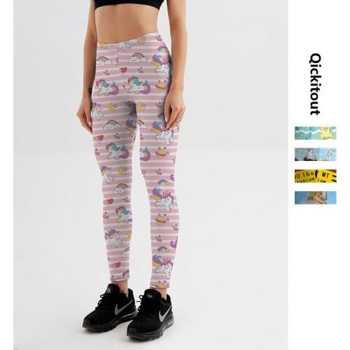 Qickitout 12% Spandex Cute Fitness Stripe Leggings Womens Color God Horse Cartoon Animal Print Pants Trousers