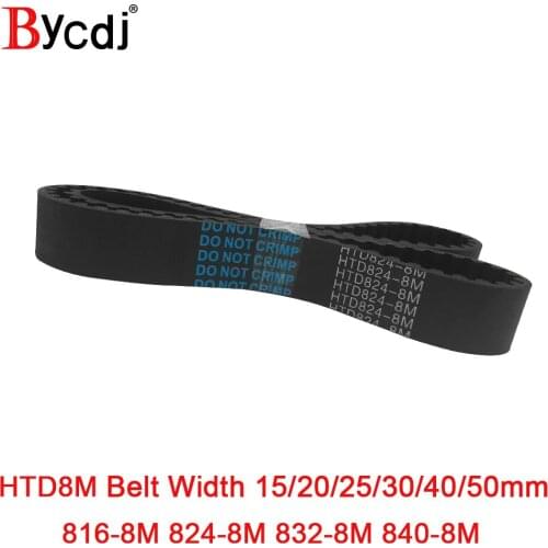 HTD 8M synchronous belt C=816/824/832/840 width 15/20/25/30/35/40/50mm Teeth 102 103 104 105 HTD8M Timing Belt 816-8M 824-8M