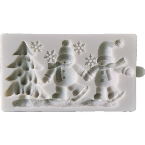 Christmas Tree Santa Snowman Silicone Mold Party Decoration Fondant Cake Mold DIY Chocolate Biscuit Mold Kitchen Bakeware K499